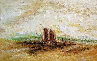Landscape oil painting: The Claudian aqueduct, in the Roman Campagna thumb