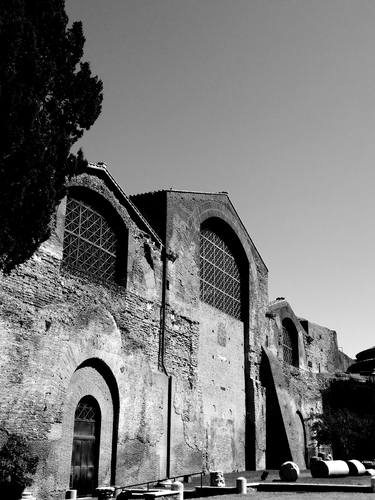 Baths of Diocletian, Rome, Italy - Photography, black and white thumb