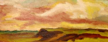 ROMAN COUNTRYSIDE LANDSCAPE: AN ANCIENT ROMAN LANDSCAPE IN THE ROMAN CAMPAGNA #042 - Italian and roman countryside landscapes, oil on wood series thumb