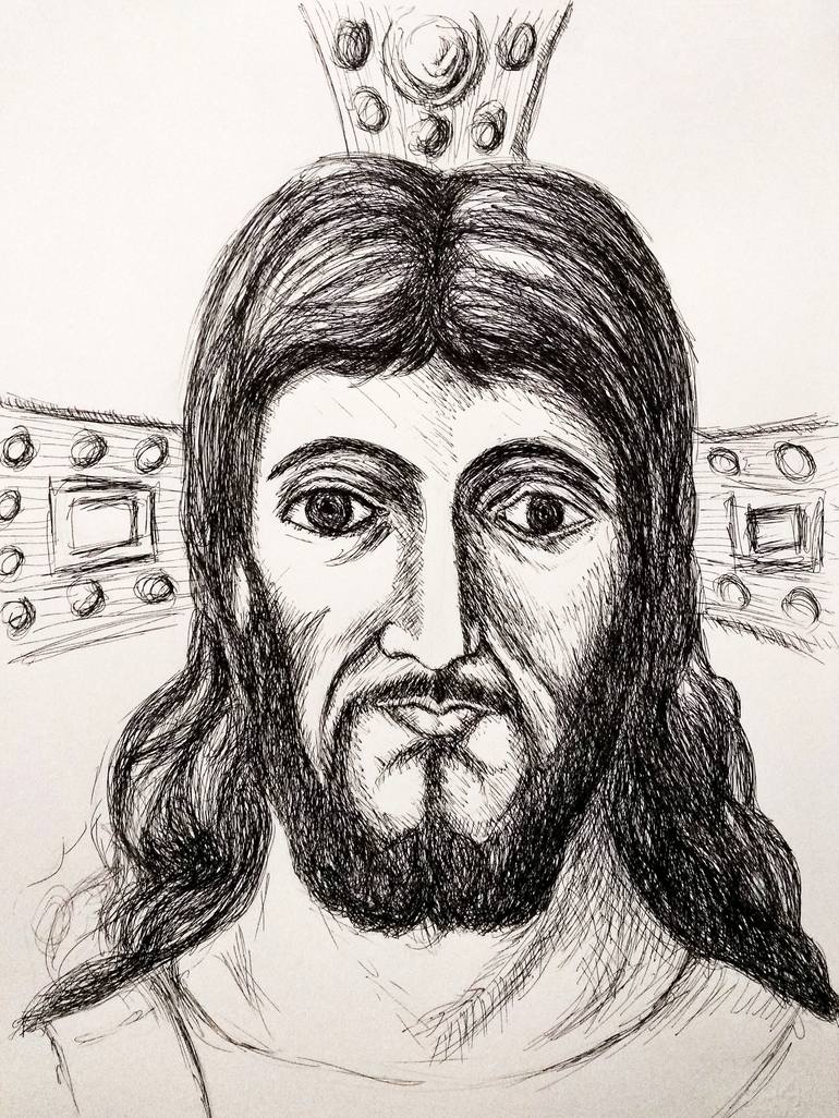 Jesus Christ - Drawing, ink pen on paper Drawing by Alessandro ...