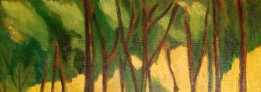 ROMAN COUNTRYSIDE LANDSCAPE: ANCIENT ROMAN TREES IN THE ROMAN CAMPAGNA - Italian and roman countryside landscapes, oil on wood panel series thumb