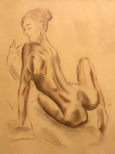 Erotic nude nude girl - Drawing, pencil, sanguine thumb