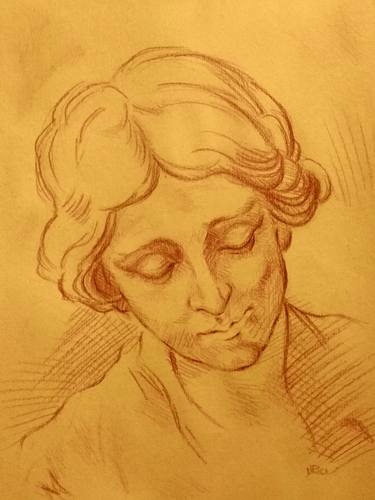 Italian Baroque, study - Drawing, Portrait, Italian Baroque inspired by Guido Reni, drawings in pencil, graphite, pastels, sanguine thumb