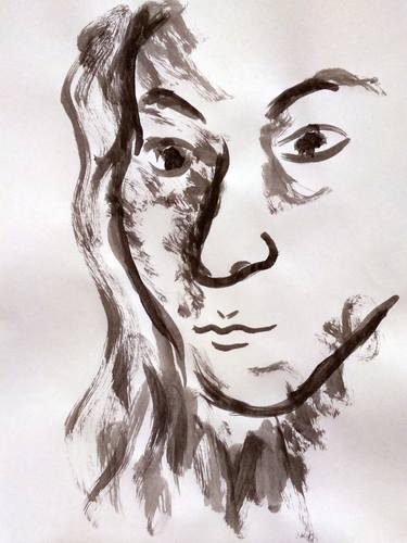 Portrait, young girl inspired by Matisse - Ink on paper thumb