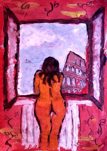 At the window - (Cul-ass-eum) Nude erotic girl, painting thumb