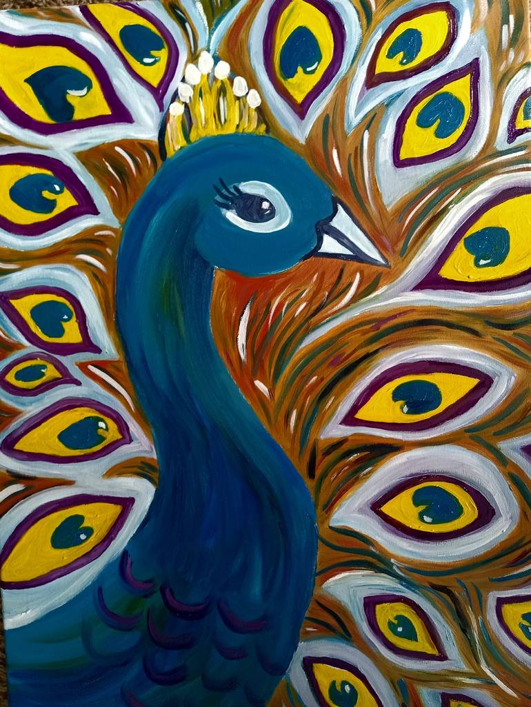 easy paintings of peacock