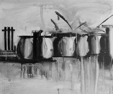 Original Black & White Architecture Painting by Joy Moore
