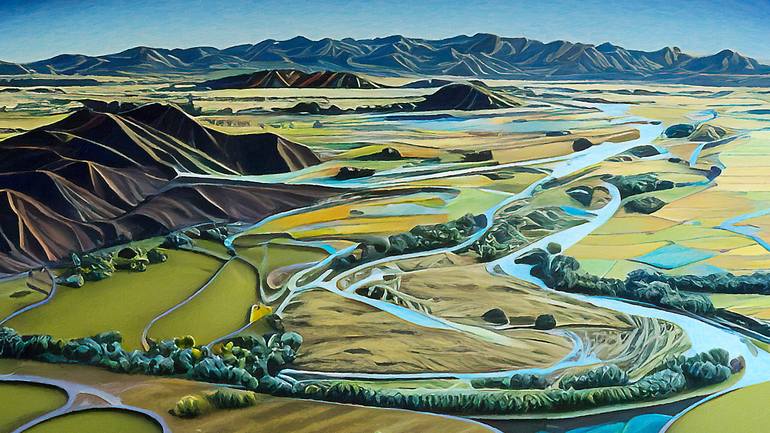 Original Art Deco Landscape Digital by Derek Golding
