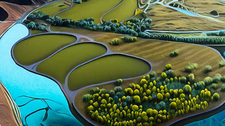 Original Art Deco Landscape Digital by Derek Golding