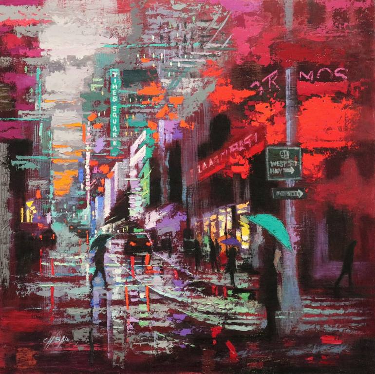 Original Expressionism Cities Painting by Chin h Shin