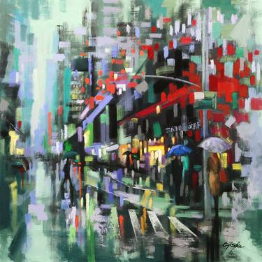 Original Contemporary Cities Paintings by Chin h Shin
