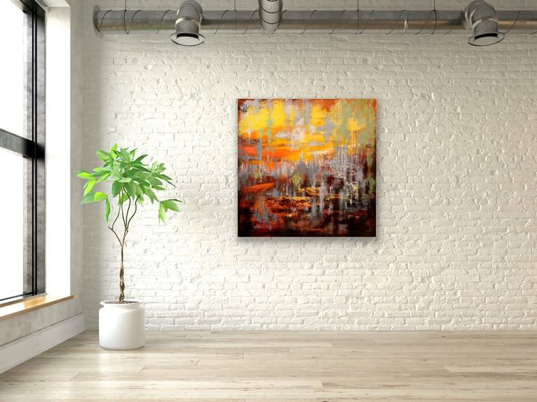 Original Abstract Cities Painting by Chin h Shin