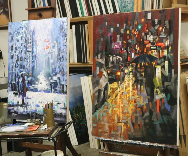 Original Contemporary Cities Painting by Chin H Shin