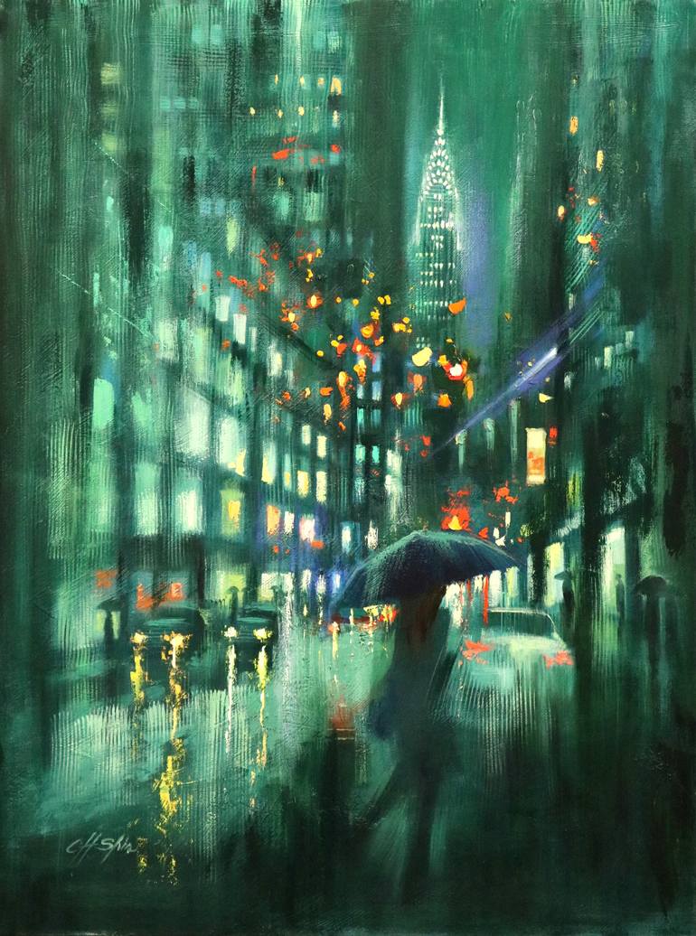 Original Contemporary Cities Painting by Chin H Shin