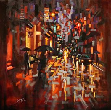 Saatchi Art Artist Chin h Shin; Paintings, “Night Walk in Soho” #art