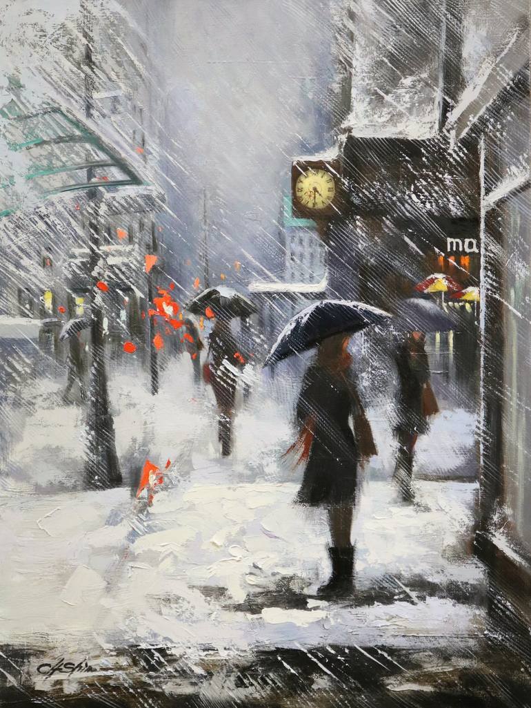 Original Black & White Cities Paintings by Chin H Shin