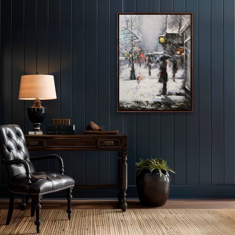 Original Black & White Cities Painting by Chin H Shin