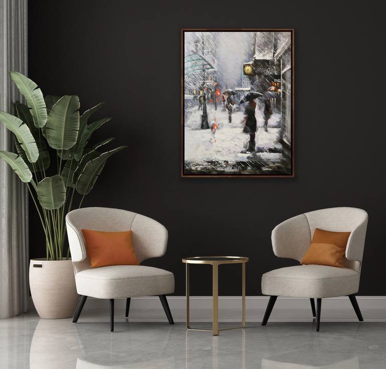 Original Black & White Cities Painting by Chin H Shin