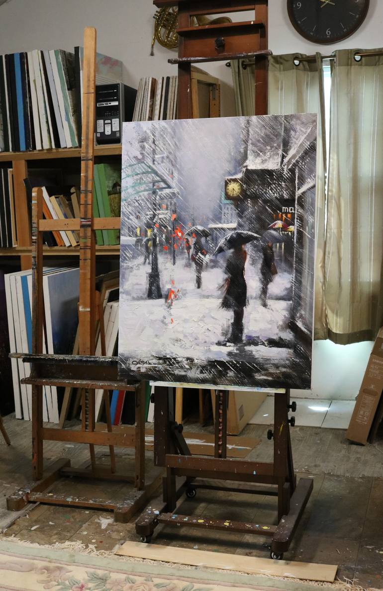 Original Black & White Cities Painting by Chin H Shin