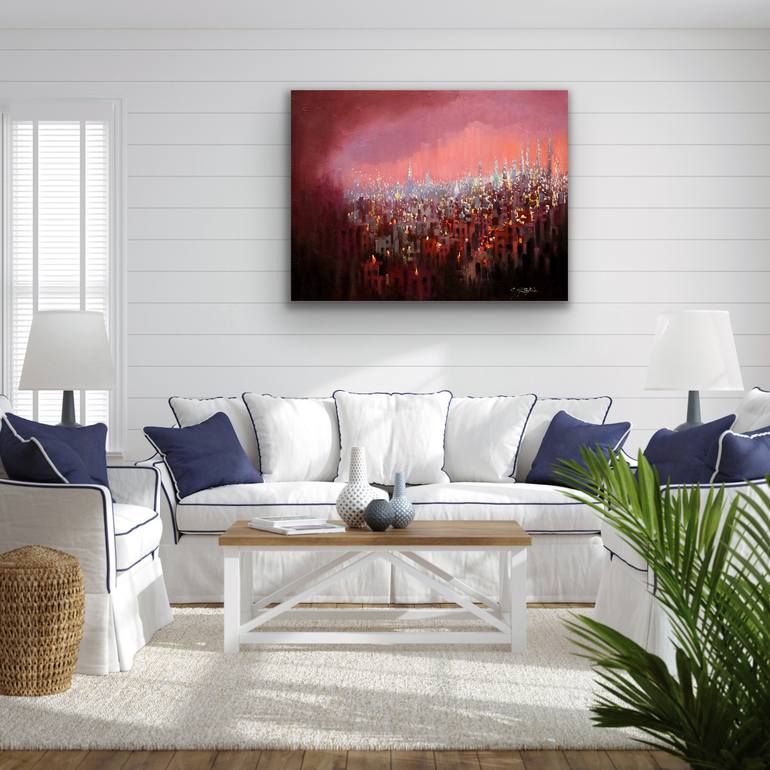 Original Contemporary Cities Painting by Chin H Shin