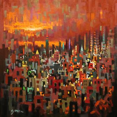 Original Contemporary Cities Paintings by Chin h Shin