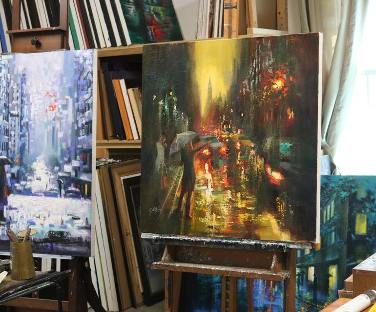 Original Contemporary Cities Painting by Chin H Shin