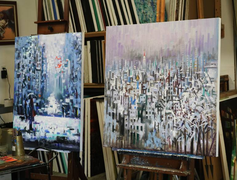 Original Contemporary Cities Painting by Chin H Shin