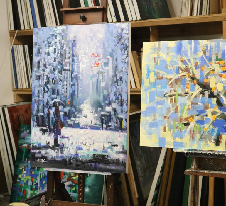 Original Contemporary Cities Painting by Chin H Shin