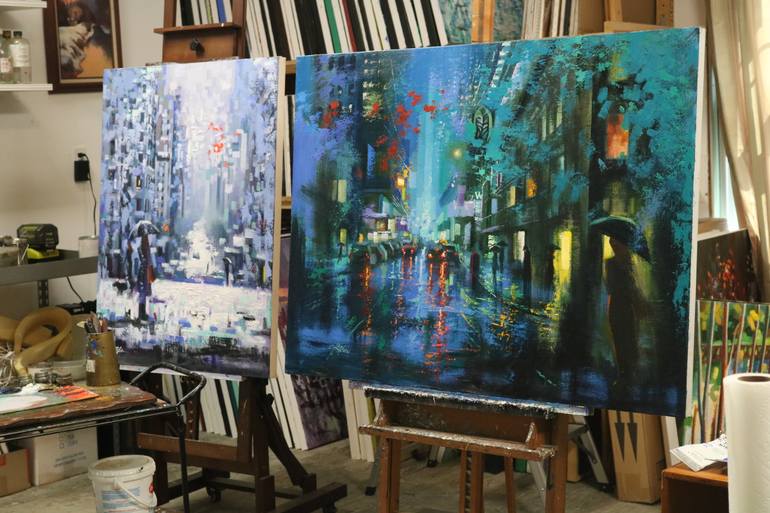 Original Contemporary Cities Painting by Chin H Shin