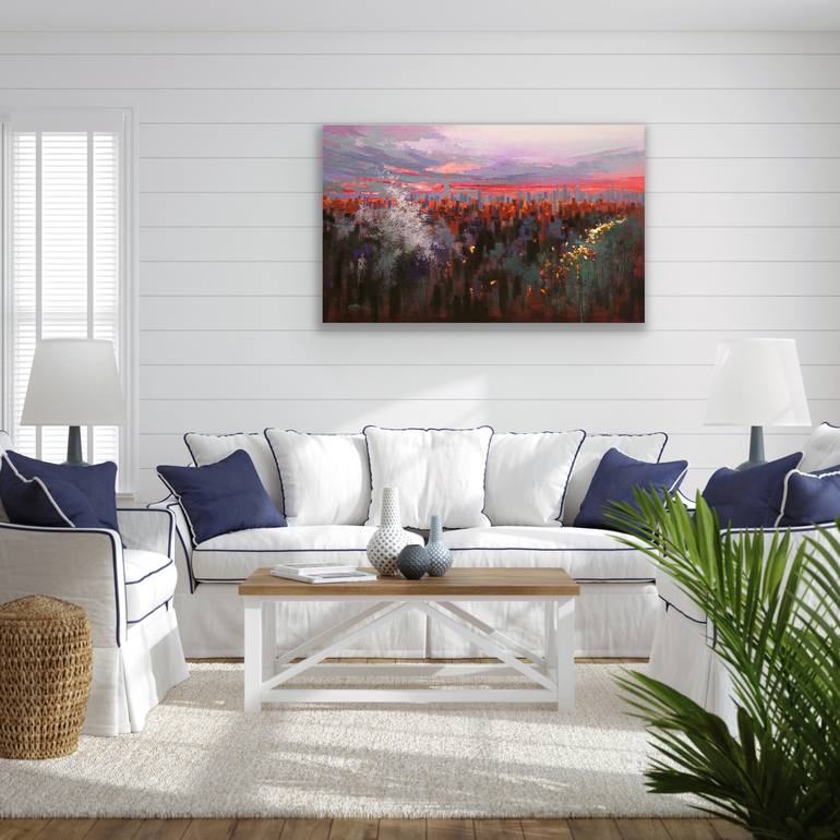 Original Conceptual Landscape Painting by Chin H Shin