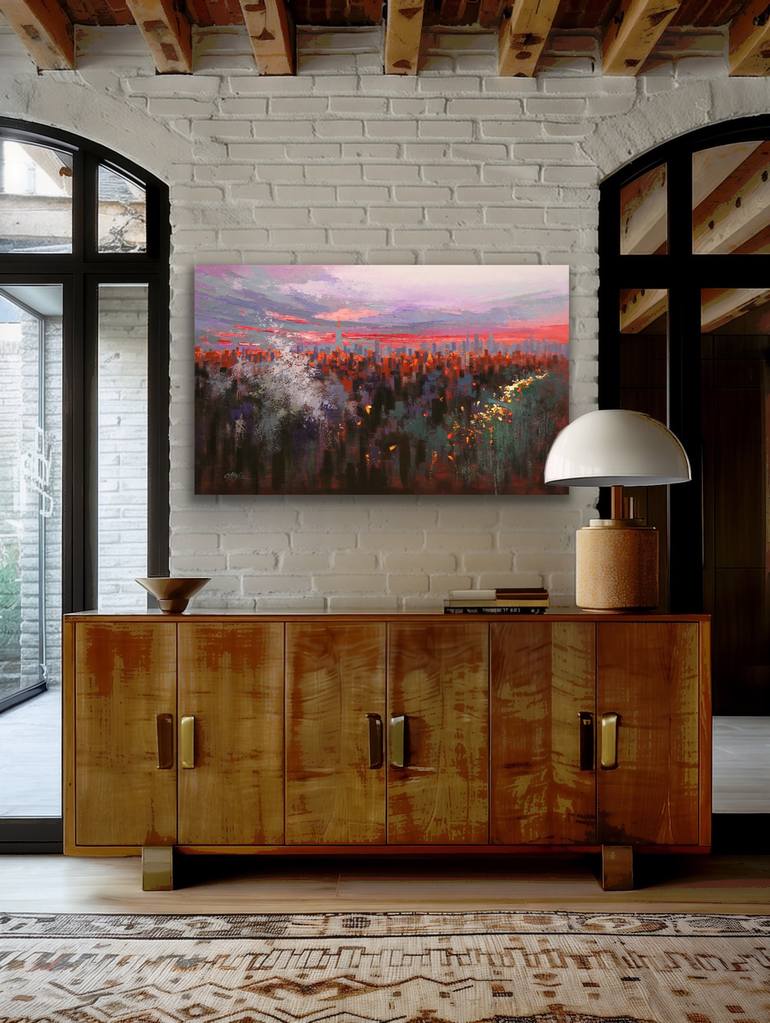 Original Conceptual Landscape Painting by Chin H Shin