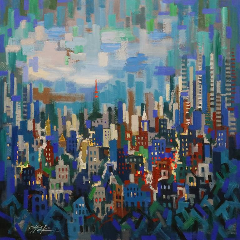 The Blue City Painting by Chin H Shin | Saatchi Art