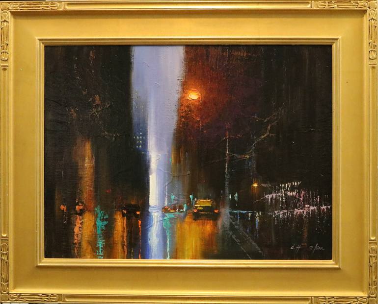 Original Fine Art Cities Painting by Chin h Shin