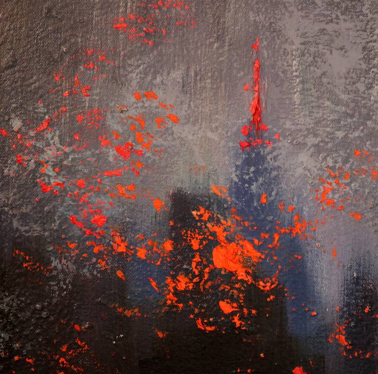 Original Abstract Expressionism Cities Painting by Chin H Shin