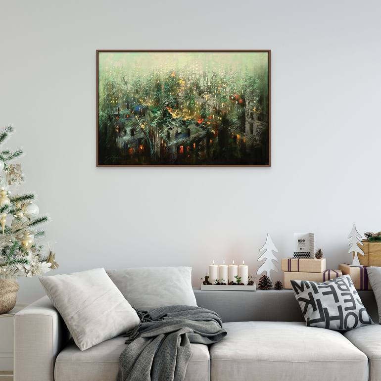Original oil painting Cities Painting by Chin h Shin