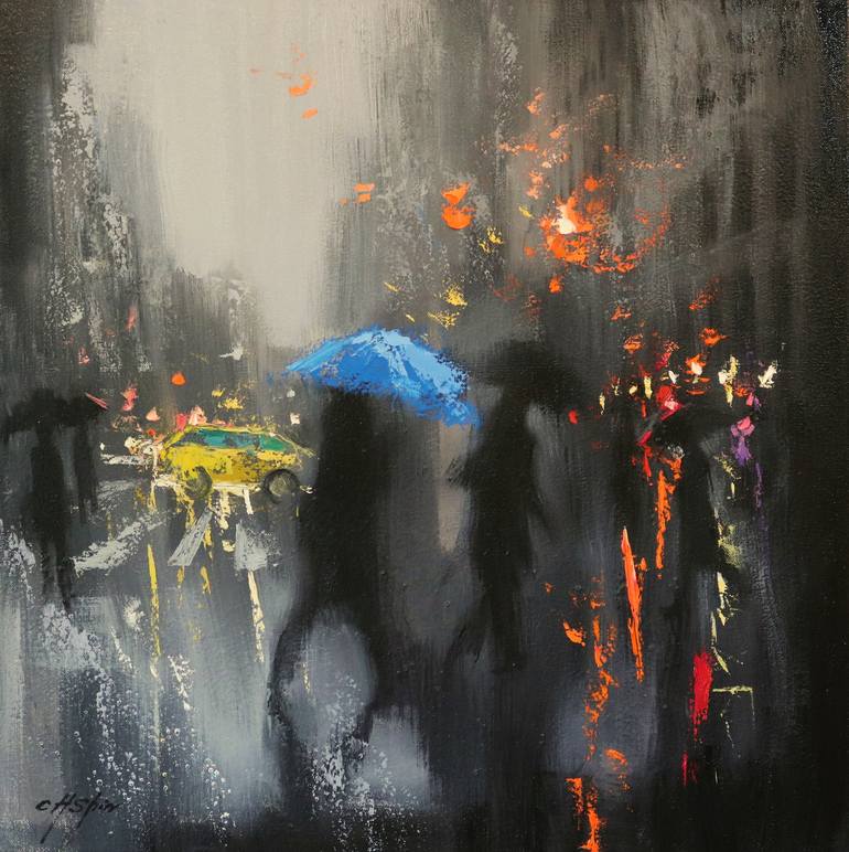 A Rainy Day in New York Painting by Chin h Shin