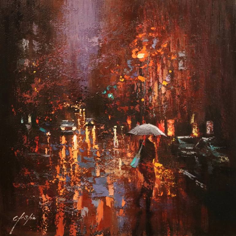 A Rainy Day in New York Painting by Chin h Shin