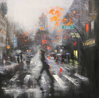 Saatchi Art Artist Chin h Shin; Painting, “Overlooking NYU in Rainy Day” #art