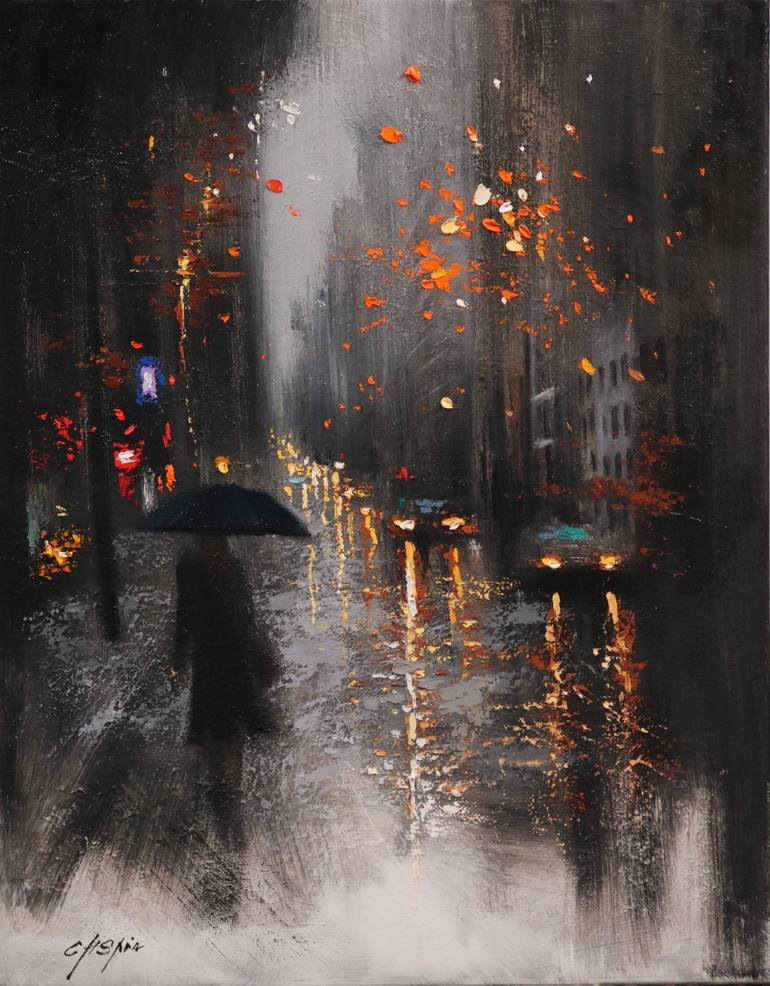 A Rainy Day in New York Painting by Chin h Shin