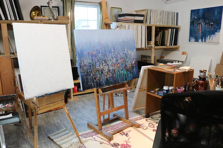 Original Expressionism Cities Painting by Chin H Shin