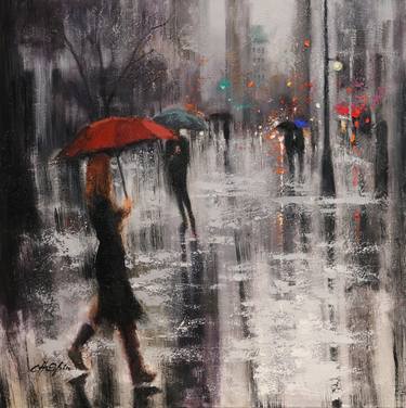Saatchi Art Artist Chin h Shin; Painting, “Still Rainy in Washington Square” #art