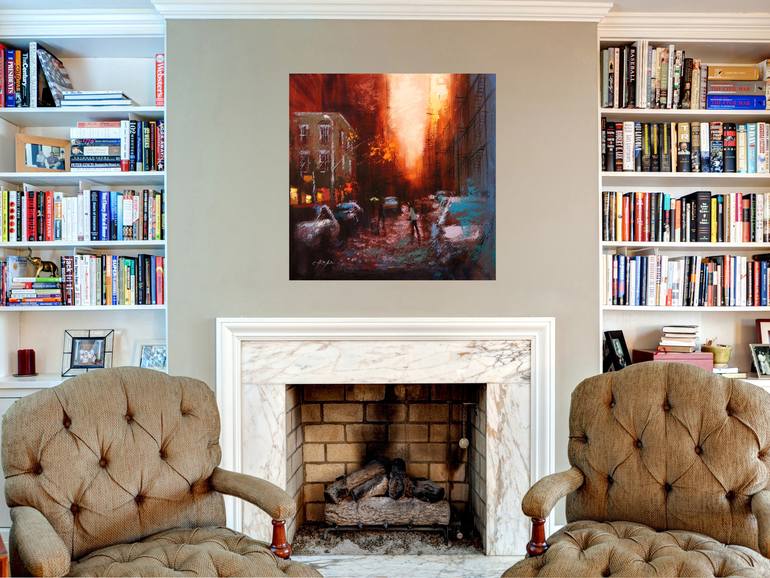 Original Expressionism Cities Painting by Chin H Shin