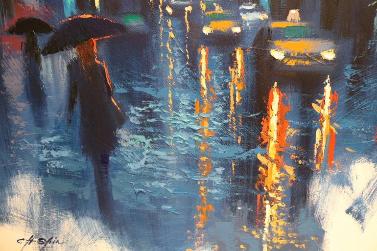 BLUE STREET AND CHRYSLER BUILDING Painting by Chin h Shin | Saatchi Art