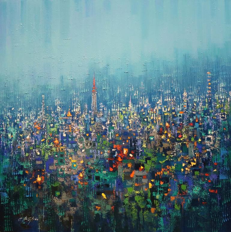 BLUE SHADE NEW YORK Painting by Chin h Shin | Saatchi Art