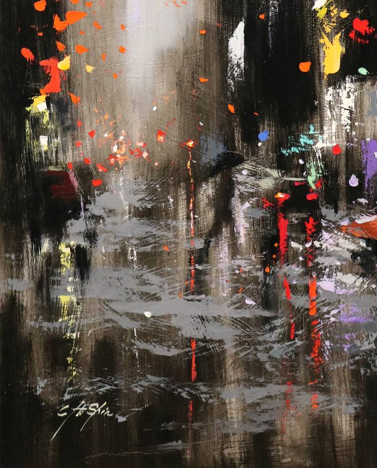 Original Expressionism Cities Painting by Chin H Shin