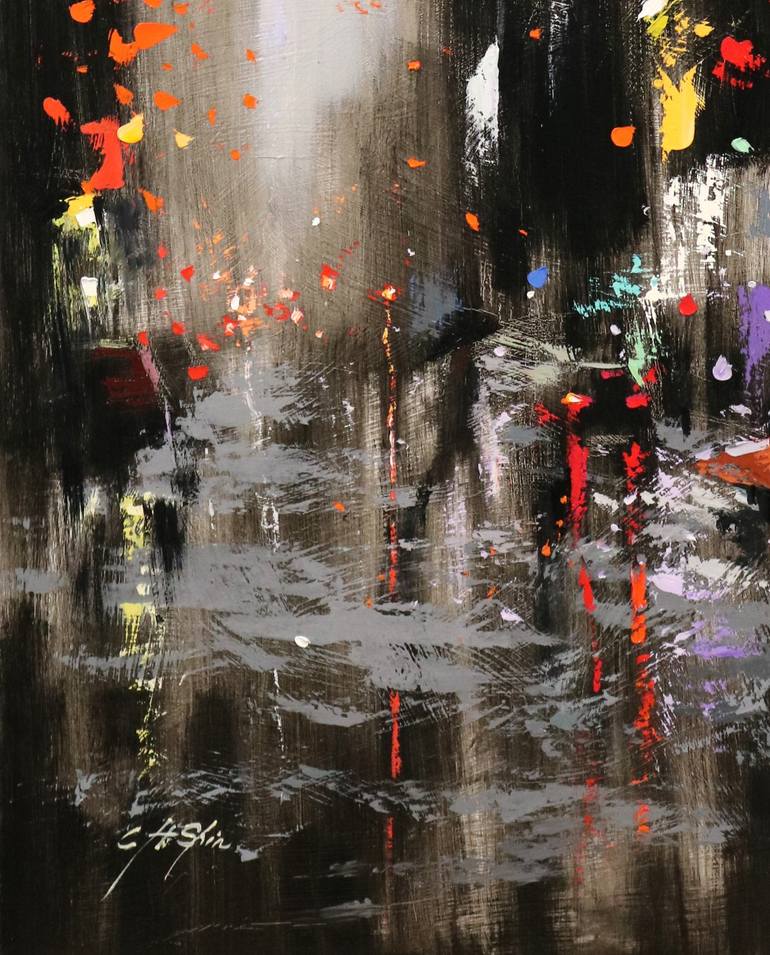 Original Expressionism Cities Painting by Chin h Shin