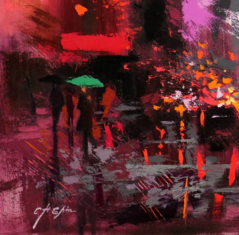 Original Expressionism Cities Painting by Chin H Shin