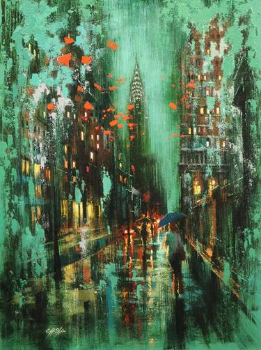 Original Expressionism Cities Paintings by Chin h Shin