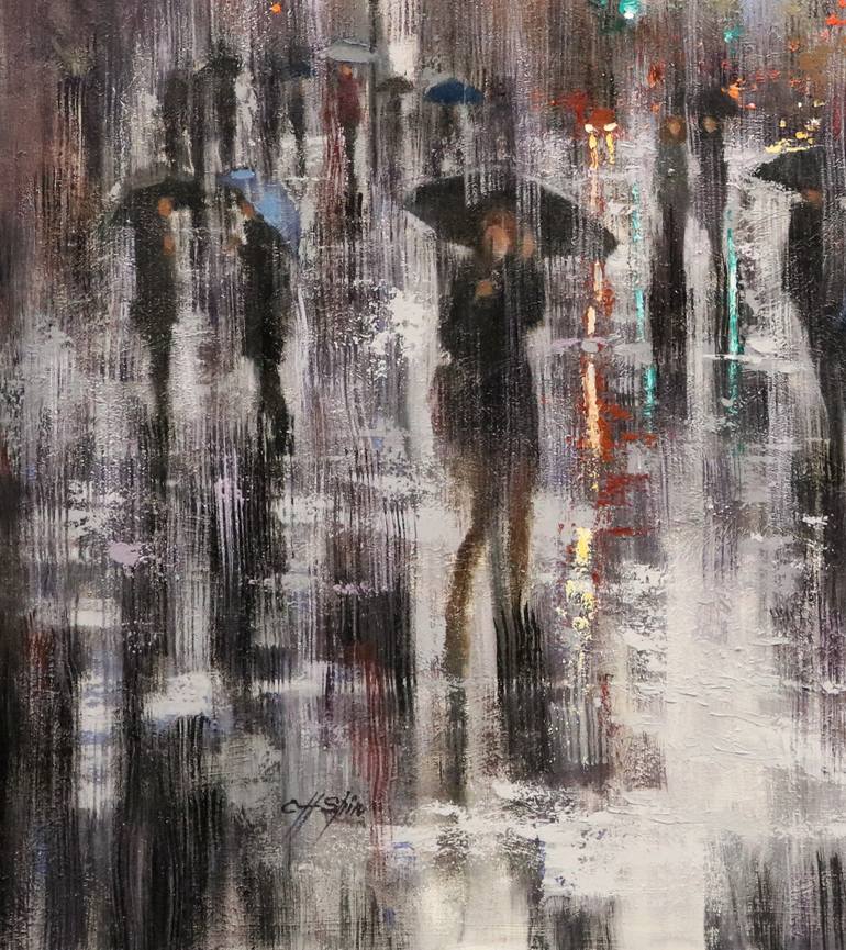 Original Expressionism Cities Painting by Chin H Shin