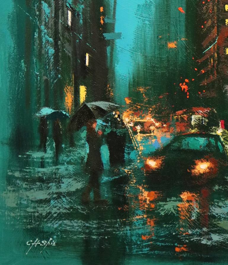 Original Expressionism Cities Painting by Chin H Shin
